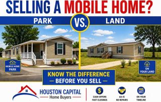 Mobile home in Texas located on private land compared to a mobile home in a community park