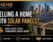 Home with rooftop solar panels before selling