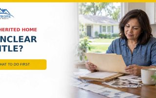 Houston family member reviewing inherited home and deed paperwork